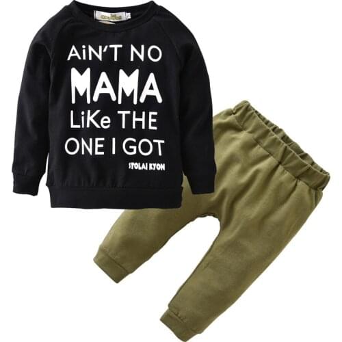 Infant Clothing Autumn Cotton Newborn Long Sleeve Letter MAMA T-shirt+Pants Baby Boys Girls Toddler Clothes 2Pcs Outfits Set