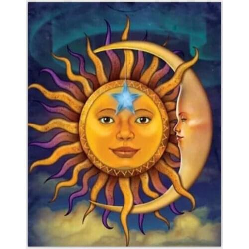 Full Square/Round Drill 5D DIY diamond painting Moon with Sun painting Diamond Embroidery Cross Stitch 3d Home Decor YG505