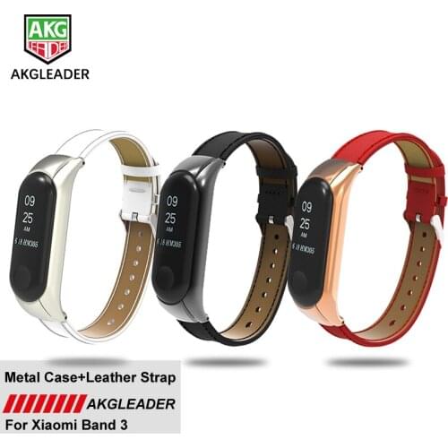 AKGLEADER For Xiaomi Band MI 3 Wrist Band High Quality Leather Smart Watch Wriststrap For Xiaomi Mi3 Watchbands horloges bandje