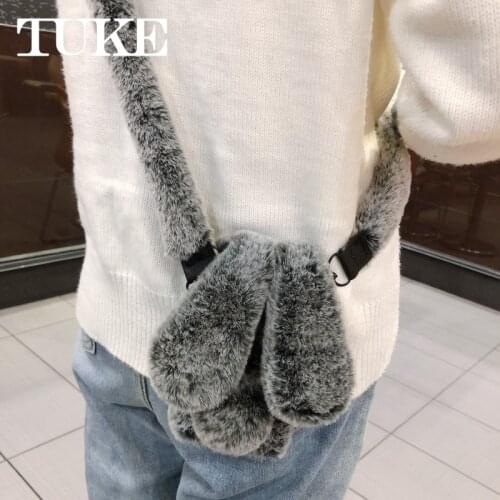 Luxury Winter New plush rabbit case for iPhone 11 12 Pro 6 6S 7 8 Plus X XR XS Max 12 Mini warm Lanyard soft shell