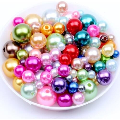 Mixed Sizes 4 6 8 10mm 300pcs Imitation Round Resin Beads For Jewelry Making Crafts Pearl With Hole DIY Decoration