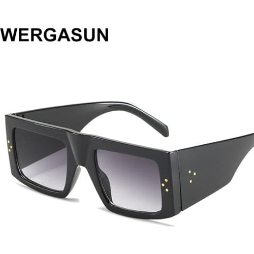 WERGASUN Square Sunglasses Women Vintage Oversized Gradient Sun Glasses Shades Female Luxury Designer UV400 Sunglass