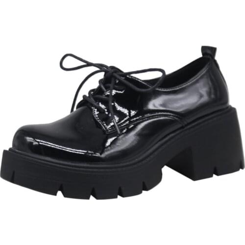 Solid Leather Casual Shoes Woman Flats Oxford Shoes for Women New Autumn Spring Lace Up Thick Bottom High Heels Platform Shoes