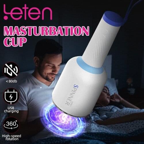Leten Smart Pulse 10 Rotation Modes Flashlight Vibrator Stroker Male Masturbators Cup Realistic Vagina Pussy Sex Toys For Men