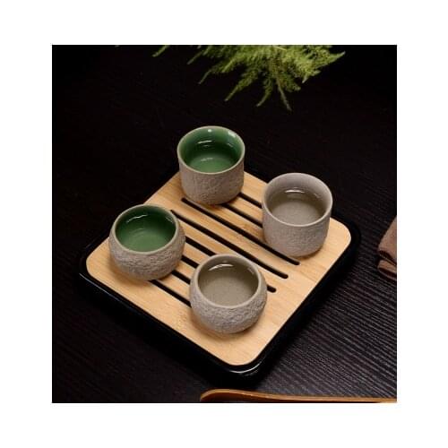 Vintage Tea Bowl Japanese Coarse Pottery Teacup Retro Ceramic Office Master Cup for PuerStone Pattern Ceramic Tea Cup