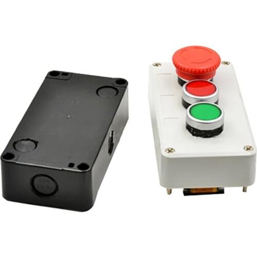 ABS Plastic Waterproof Push Button Switch Box 3-hole STOP START Button Control Emergency Stop ON/OFF 1NO 1NC