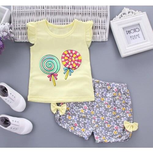 BibiCola Infant Clothes Hot Summer Baby Girls Clothes Top T-shirt+Flower Short Pants Casual 2pcs Cute Baby Girl Summer Outfits