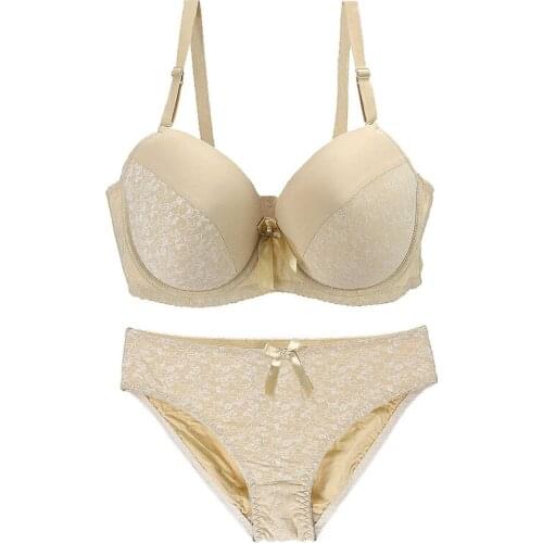 Plus Size Sexy Bras Briefs For Women Push Up Brassiere Lingerie Set Bralette Ultra-Thin D DD E Cup Bras Cotton Panties Underwear