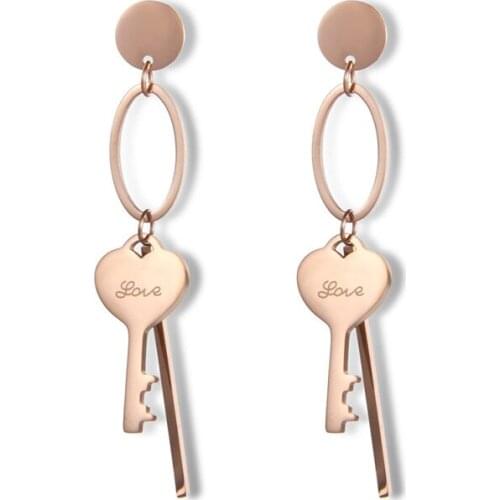 Top Brand Hight Quality Titanium Steel Key Hip Hop Romantic Stud Earring For Women Gift Jewelry 2021 New Trendy Earrings