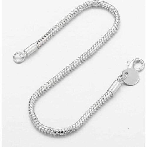 Original new quality Fashion Solid Jewelry 3MM Snake Chain Bracelet For Women H187 Fit Bracelet DIY Charms Jewelry