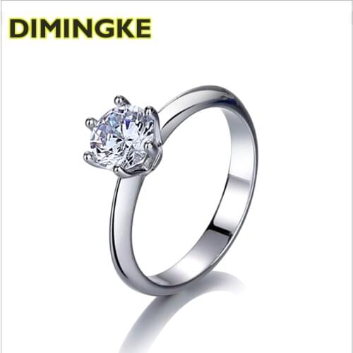 DIMINGKE 1 Carat D Color Moissanite Woman Ring 100%-S925 Sterling Silver Jewelry Passed the diamond test