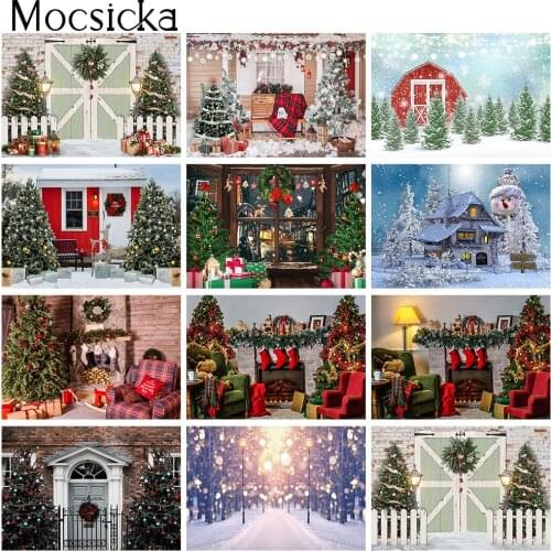 Winter snow Christmas Portrait Backdrop for Newborn Kids Children Photography Snowflake Christmas Fireplace Photo Background