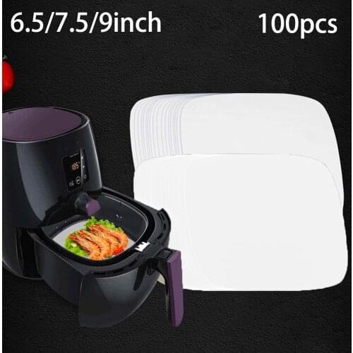100Pc Air Fryer Steamer Liners Premium Wood Pulp Papers Baking Paper Oven Non-Stick Square Steaming Basket Mat Cooking Tools