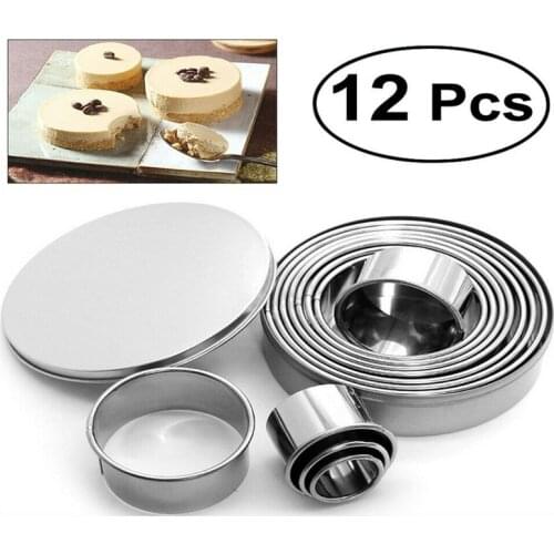12pcs Round Shape Pastry Cutters Cake Cookie Biscuit Cutter Set Diy Baking Mold