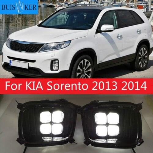 2pcs LED For KIA Sorento 2013 2014 DRL Daytime Running Light Daylight Waterproof fog lamp Cover car Styling lights