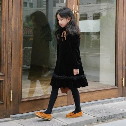 2020 New Baby Girls Autumn Dress Kids Dresses for Girl Children Winter Clothes Silver Fox Lace Toddler Ruffles Dress Soft