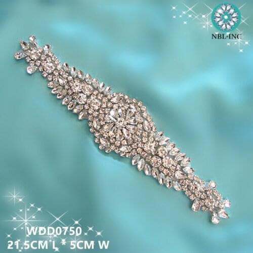 30PCS )Wholesale bridal hand beaded sewing crystal rhinestone appliques iron on for wedding dresses WDD0750