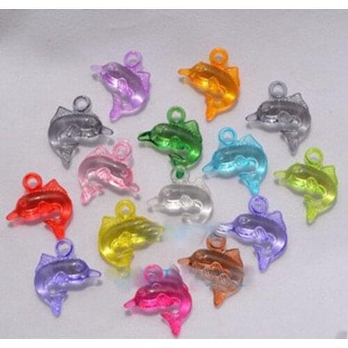 DIY accessories beaded material transparent color acrylic pendant imitated crystal small dolphin pendant 004002005