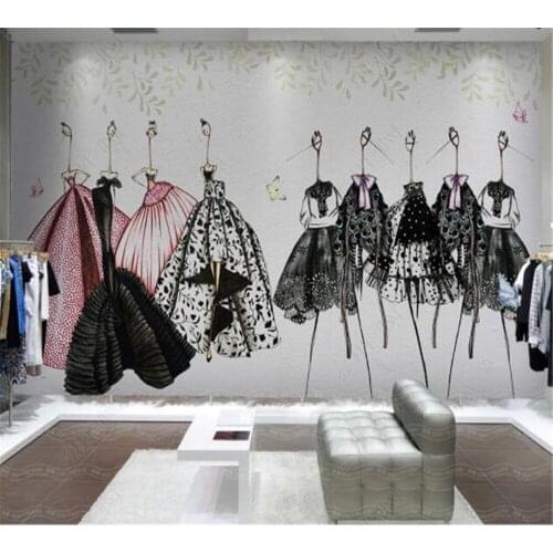 Beibehang Custom wallpaper 3D mural modern fashion abstract retro hand-painted beauty clothing store tooling background wall