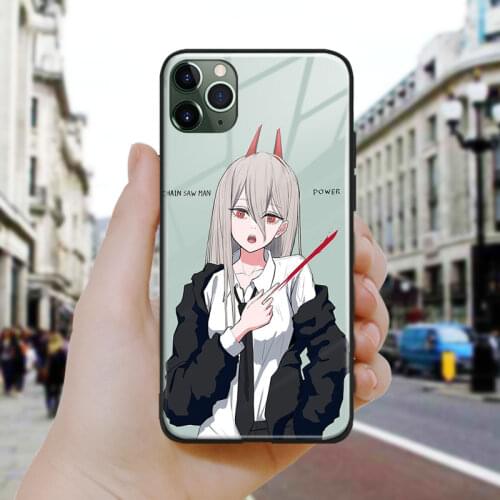 Chainsaw Man Power art cute Soft Silicone Glass Phone Case Cover Shell For iPhone SE 6 6s 7 8 Plus X XR XS 11 12 Mini Pro Max