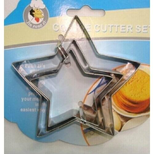 Free Shipping 3pcs Stainless Steel Pentagram Shaped Mold Cake Baking Pastry Cookies Fruits Vegetables Cutting Mould Tools 03043