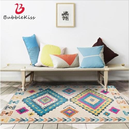 Bubble Kiss Bohemian Multi-colored Geometric Pattern Carpet Home Non-slip Area Rug for Living Room Bedroom Decor Carpet Hot Sale