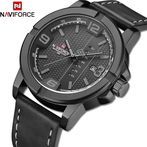 Men’s Watches Top Luxury Brand NAVIFORCE Sports Quartz Watch Men Leather Waterproof Date Analog Clock Watches Relogio Masculino