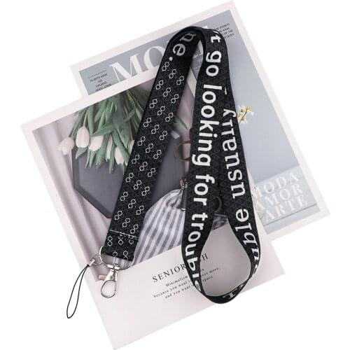 Ransitute R2247 Black Neck Strap Lanyards ID Badge Card Holder Keychain Phone Gym Strap Webbing Necklace Gift