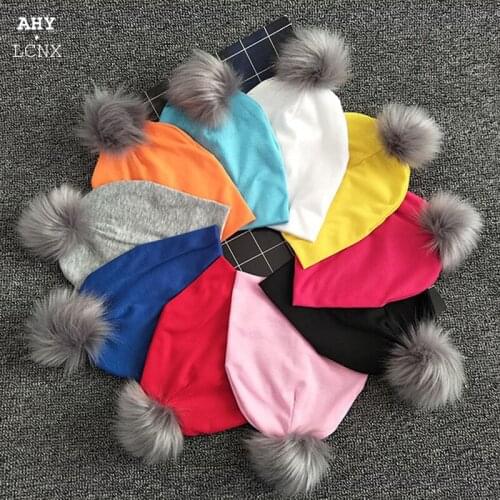 Newborn Cotton Warm Spring Autumn Winter Baby Hat Kids Boys Girls Beanie Hats Pompom Childrens Beanies Cap Accessories