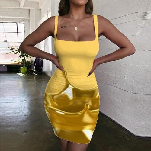 Giyu Brand Psychedelic Dresses Women Abstract Halter Sleeveless Brown Vestido Sexy Harajuku Ladies Dresses Womens Clothing Club