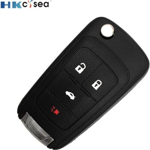 HKCYSEA 3+1 4 Button Replacement Key Blank Shell with Uncut Blade for Chevrolet