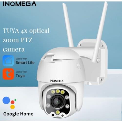 INQMEGA TUYA Surveillance Camera with Wifi 4x Optical Zoom Motion Detection Day and Night Full Color Two-way Voice