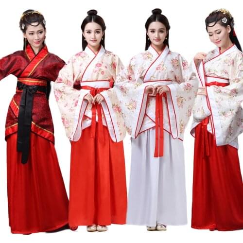 Chinese Spring Festival New Year Costumes Dresses for Woman Stage Wear Folk Dance Robe Hanfu Tang Suit Floral Clothing