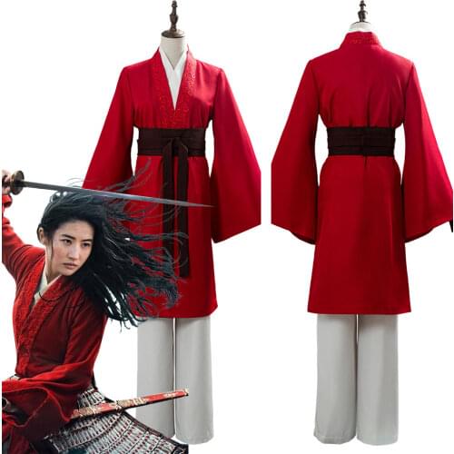Movie Mu lan Tabard Dress Cosplay Costumes Adult Female Girl Red Dress Suit Halloween Carnival Costumes