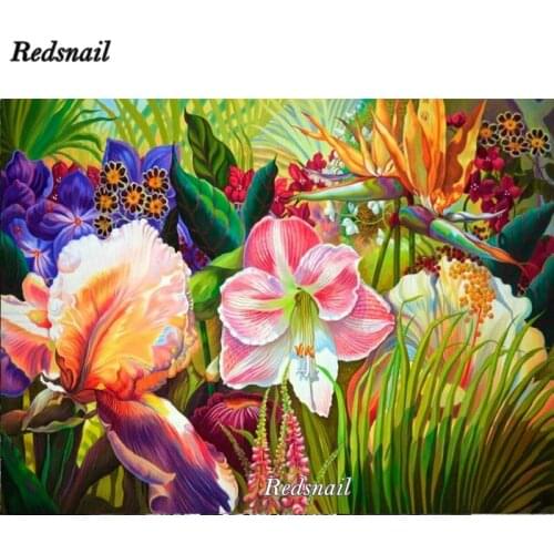 Full square round Diamond Embroidery jungle flower pink Diy Diamond Painting A Craft Decorated Living Room Good Gift EE470