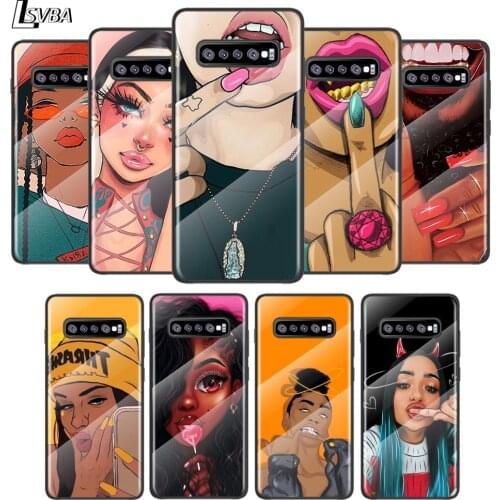 Cool African Black Girl For Samsung Galaxy S21 Ultra Plus 5G M51 M31 M21 Tempered Glass Cover Shell Luxury Phone Case