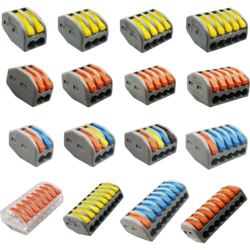Electrical Cable Connectors Mini Quick Universal Compact Block Plug-in Fast Crimping Wire Connector Terminal Set 2/3/4/5/8 Pin