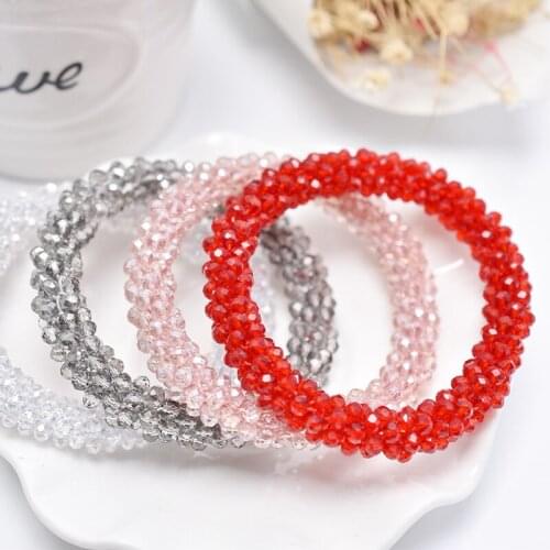 ISINYEE Fashion Glass Crystal Beads Bracelet Femme For Women Girls Bohemian Elastic Wrap Bangles Bracelets Rope Braided Jewelry