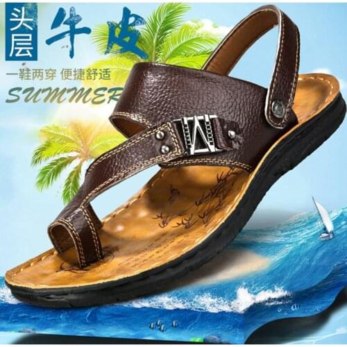 Shoes Slippers Summer Leather Cowhide Mens Sandals Mens Sandals New Shoes Mens Leather Sandals Mens Shoes Chanclas Hombre