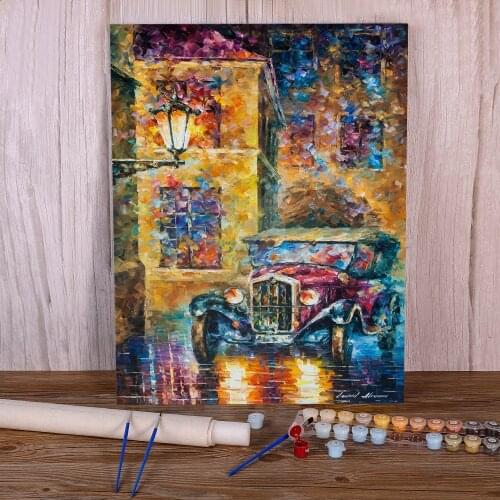 Vintage Car DIY Painting By Numbers Complete Kit Oil Paints 40*50 Canvas Pictures Home Decor For Wholesale