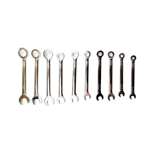 Ratchet Wrenches Set - Chrome Vanadium Steel With Tool Roll - SAE & Metric Combination Ended Standard Kit Gear Organizer Pouch