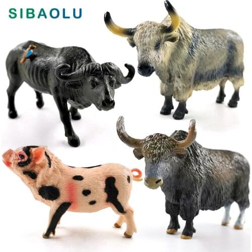 New Buffalo Yak Pietrain Pig Cow Cattle Bull ox figurine Animal model home decor miniature fairy garden decoration accessories