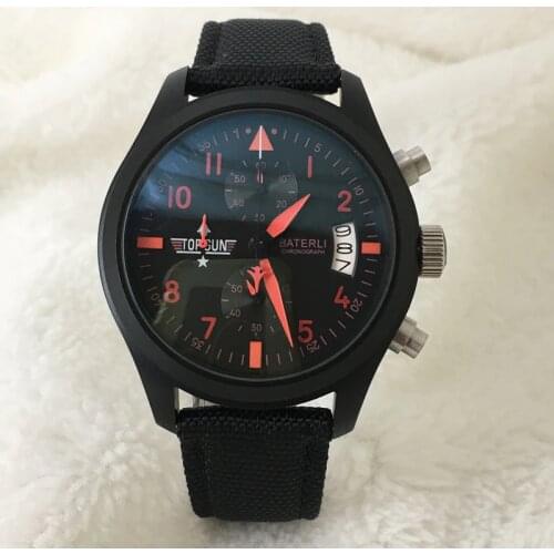 New Sport Watch Stainless Steel Case S11 VK67A Chronograph Quartz Watch Black Leather Strap With Pin Buckle Popular Clock A133