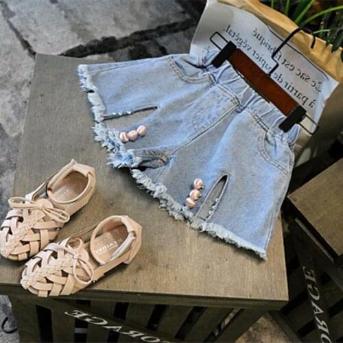 Fashion New Children Girls Denim Shorts Children Clothing Baby Girl Ripped Hole Jeans Short Pants Baby Cllothes Summer Girl Pant