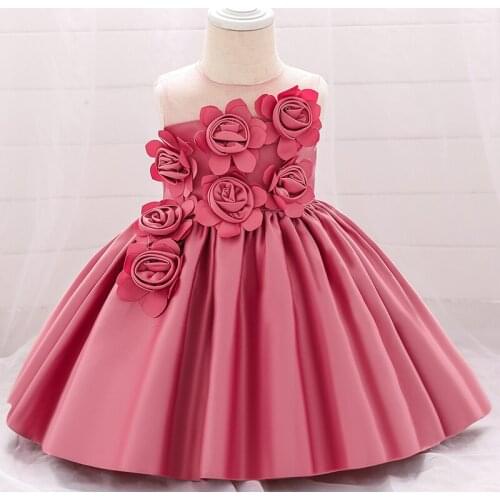 6-24 Month Baby Girl Wedding Party Dress Fashion Rose Flower Princess Dress Baby Clothes Birthday Gift Christmas Infant Vestidos