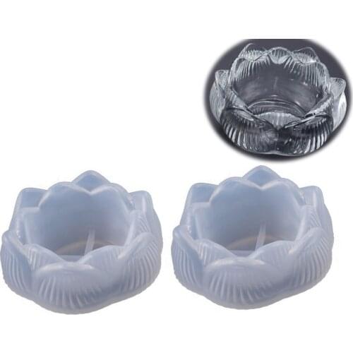 1pcs Transparent Lotus Candle Holder Storage Box Silicone Resin Mold Ashtray Casting Crystal Mould DIY Jewelry Making Craft