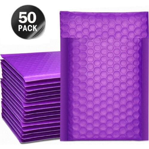 Purple 50pc Mailer Poly Bubble Padded Mailing Envelopes For Gift Packaging Self Seal Bag Bubble Black White purple And Pink