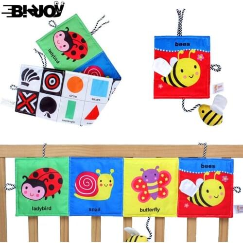 Early Cartoon Double-faced Bee Soft Cloth Book Newborn Baby Development Enlightenment Puzzle Toys Multi-function Bed Bumper Gift