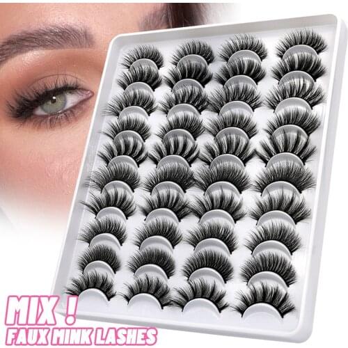 GROINNEYA Lashes 5/10/20 pairs 3D Faux Mink Lashes Natural False Eyelashes Dramatic Volume Lashes Eyelash Extension Makeup