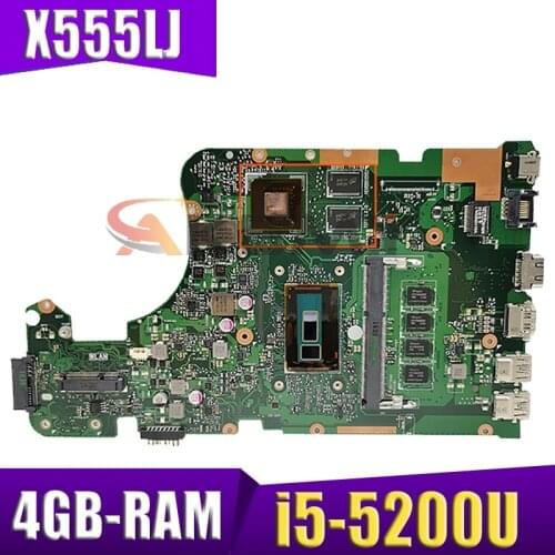 REV.3.3 For ASUS X555LD X555LJ SR23Y i5-5200U N16V-GM-B1 with 4GB RAM on board Notebook motherboard Mainboard test 100% work